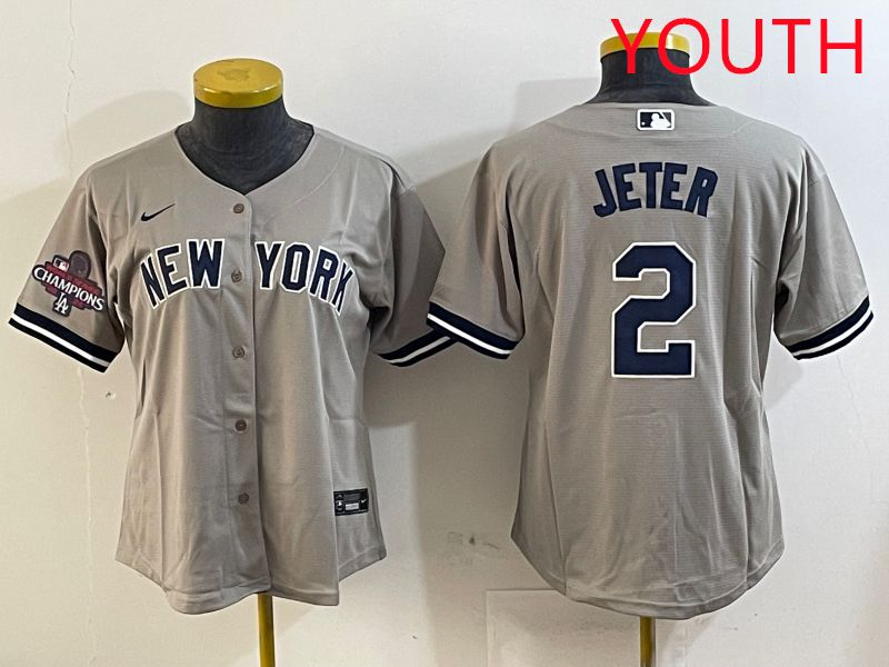 Youth New York Yankees 2 Jeter Grey Game 2025 Nike MLB Jersey style 1